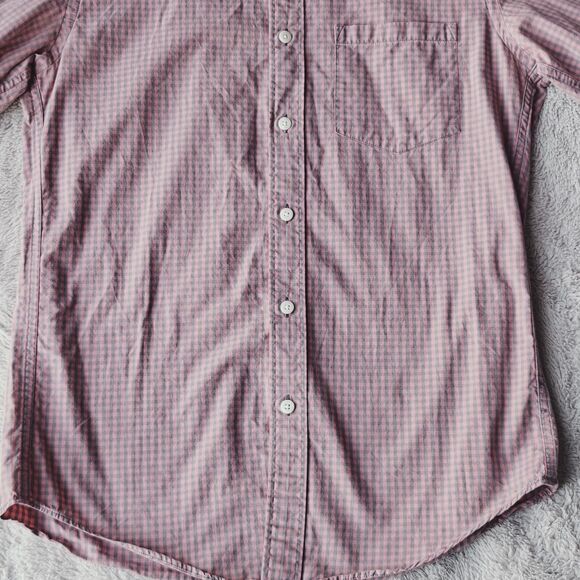 J Crew Check Shirt Men's S Pink Grey Plaid 100% Cotton Slim Fit Lightweight - Picture 4 of 9